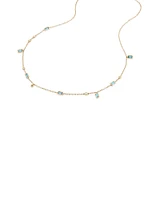 London Blue Topaz Necklace with .14 Carat TW Diamonds in 10kt Yellow Gold