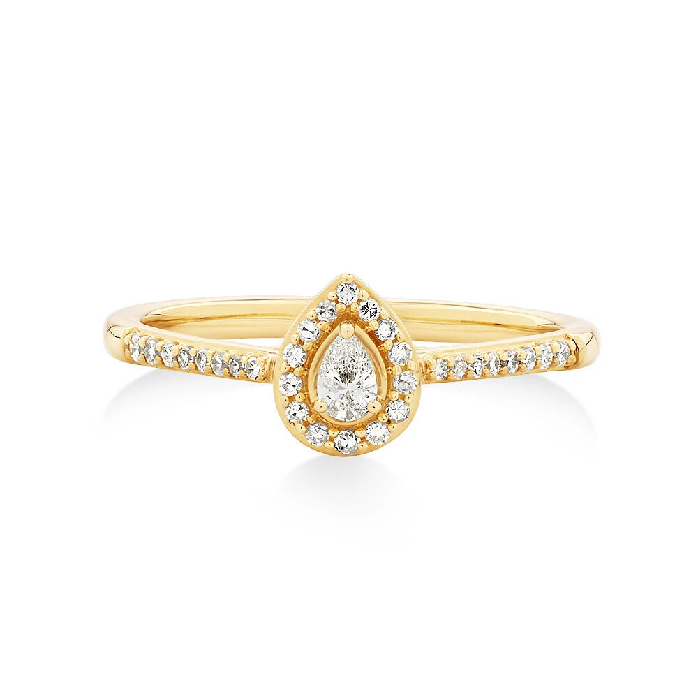 Pear Engagement Ring with .20TW of Diamonds in 10k Yellow Gold