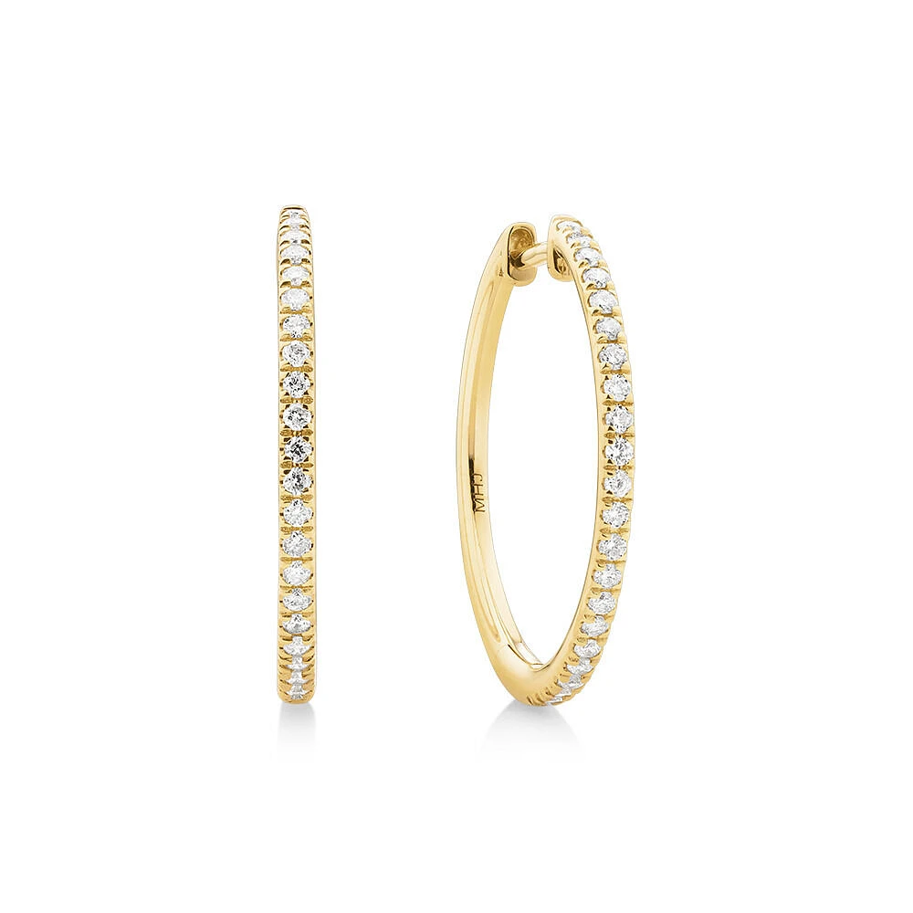 Pave Hoops with 0.35 Carat TW of Diamonds in 10kt Gold