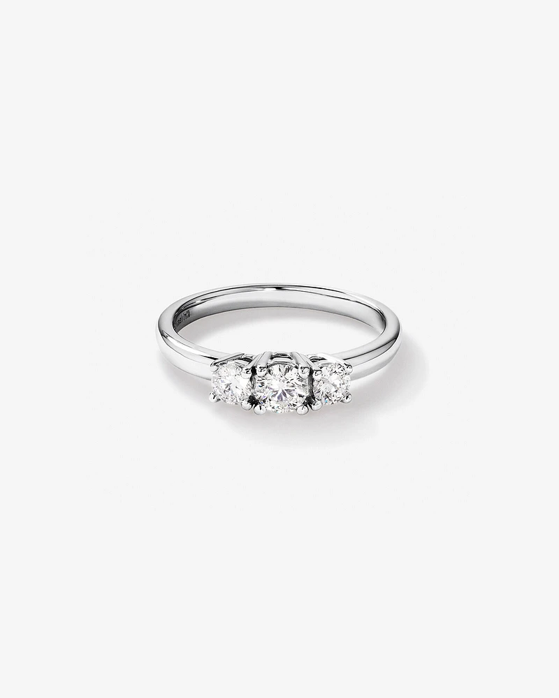 0.50 Carat TW Three Stone Round Brilliant Diamond Engagement Ring in 14kt White Gold