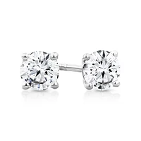 0,75 Carat TW Boucles d'oreilles puces solitaires en or blanc 18kt