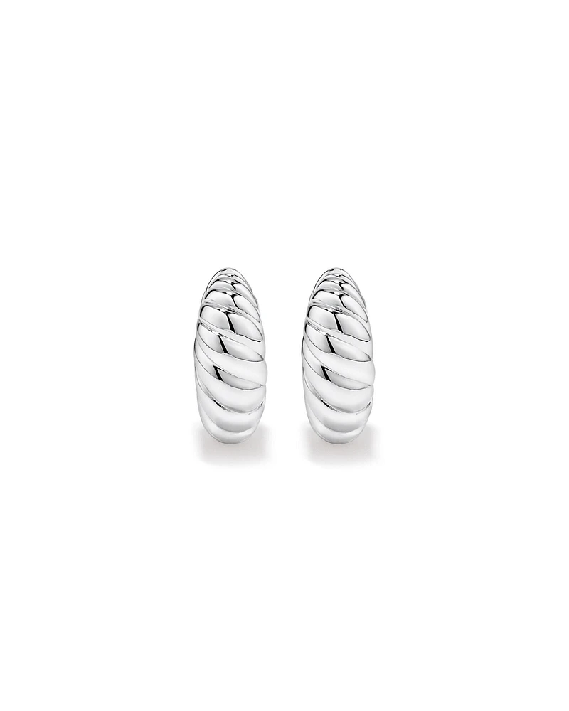 Small Croissant Huggie Earrings in Sterling Silver