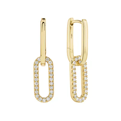 Paperclip Drop Earrings with 0.34 Carat TW of Diamonds in 10kt Yellow Gold