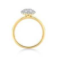 0.40 Carat TW Oval Shape Cluster Laboratory-Grown Diamond Engagement Ring in 10kt Yellow and White Gold