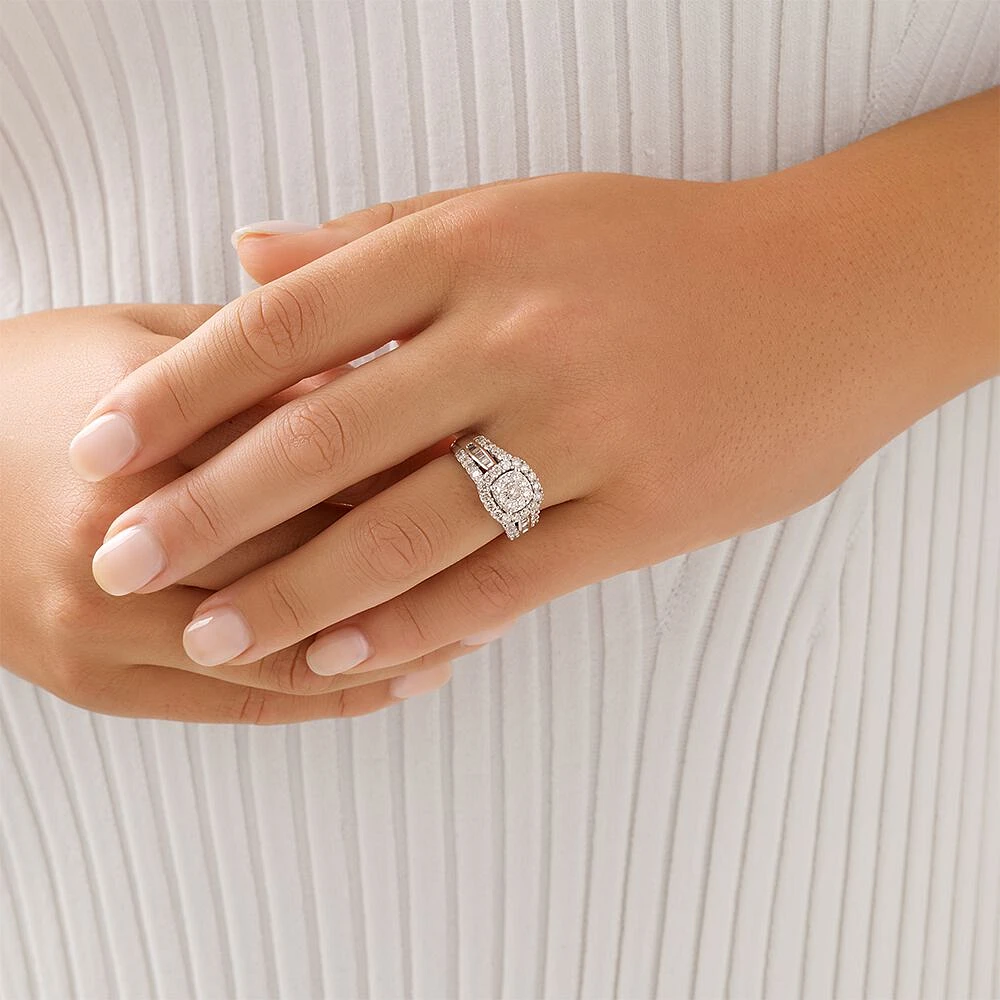 Engagement Ring with 1.50 Carat TW of Diamonds in 14kt White Gold