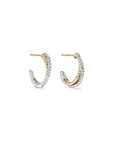 Crossover Hoop Earrings with .20 Carat TW Diamonds in Sterling Silver and 10kt Yellow gold