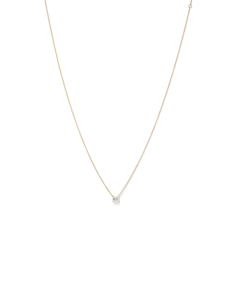 0.50 Carat TW Asscher Cut Laboratory-Grown Diamond Solitaire Necklace in 10kt Yellow Gold