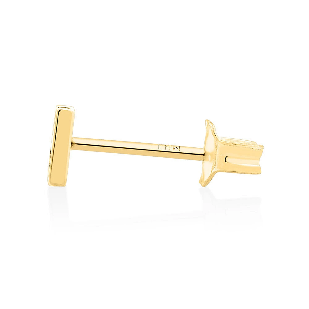 G Initial Single Stud Earring in 10kt Yellow Gold