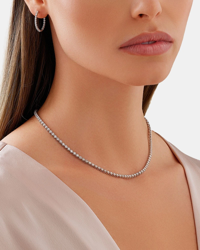 Carat TW Laboratory-Grown Diamond Tennis Necklace set in 10kt White Gold