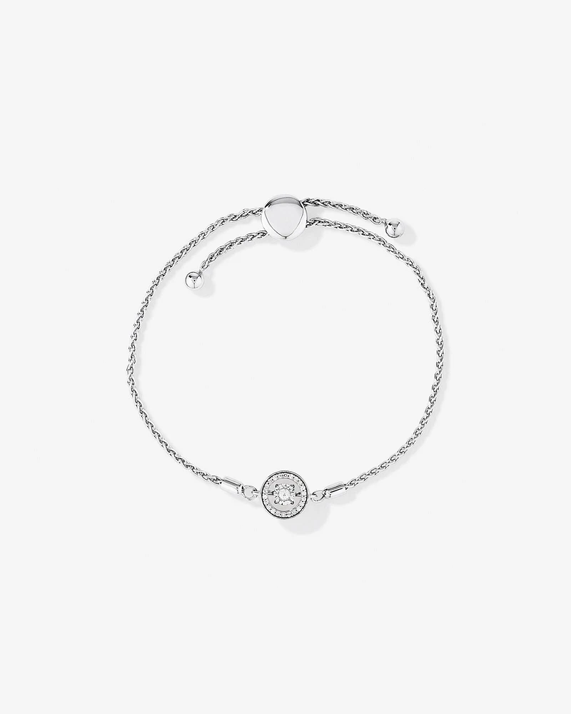 0.15 Carat TW Diamond Halo Everlight Bolo Bracelet in Sterling Silver