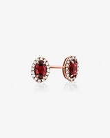 Halo Stud Earrings with Rhodolite Garnet & 0.12 Carat TW of Diamonds in 10kt Rose Gold