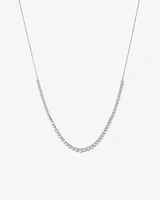 Cubic Zirconia Tennis and Cable Chain Necklace in Sterling Silver