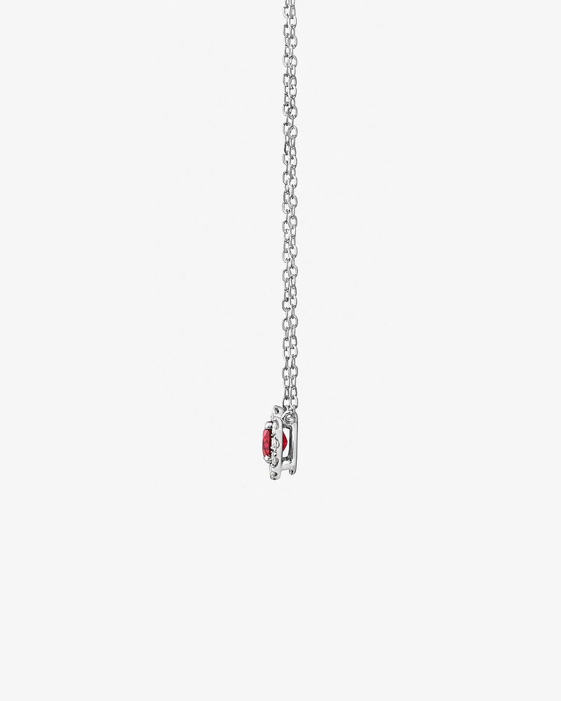 Halo Pendant with Ruby & 0.14 Carat TW of Diamonds in 10kt White Gold