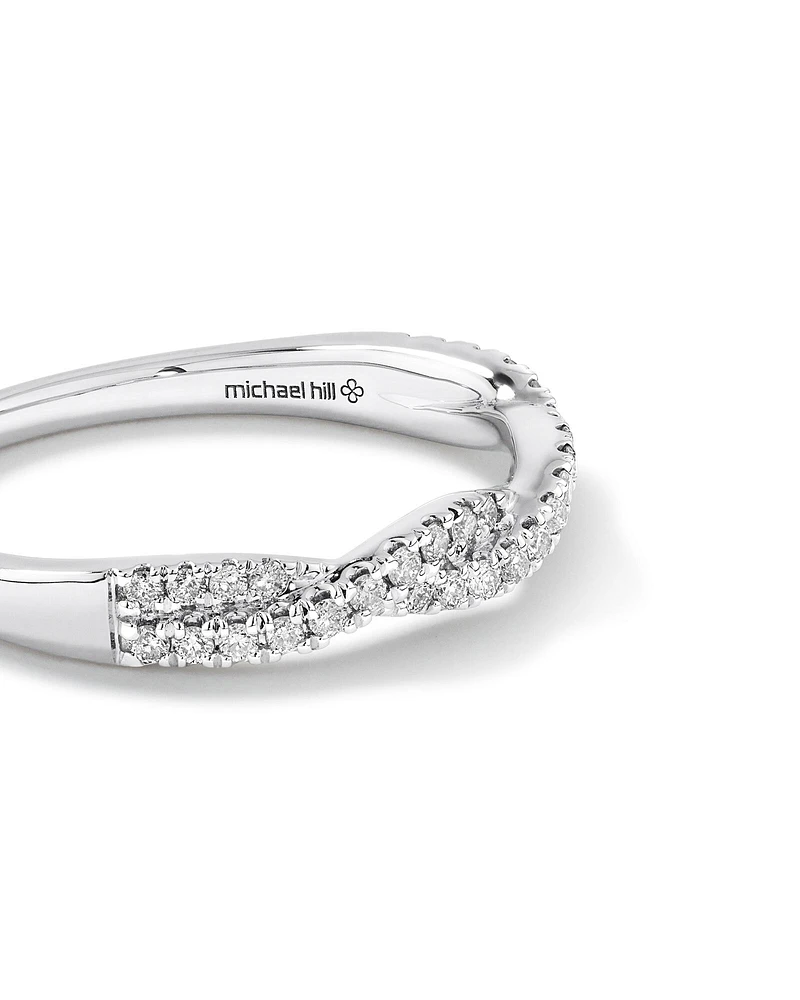 0.25 Carat TW Twist Diamond Wedding Ring in 14kt White Gold