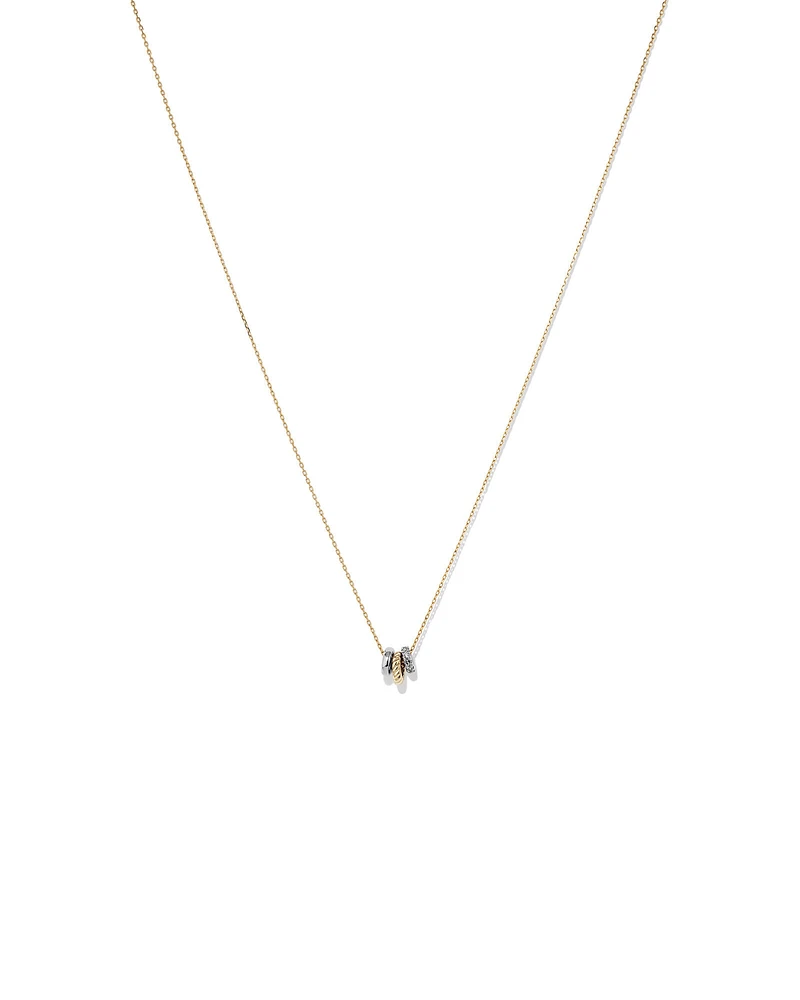 Trio Pendant with .09 Carat TW Diamonds in Sterling Silver and 10kt Yellow gold