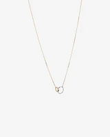 Two-Tone Double Circle Link Hammered Finish Necklace in 10kt White & Yellow Gold