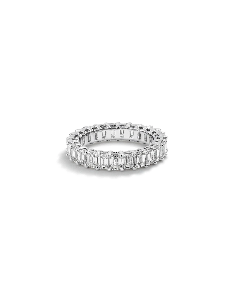 3.50 Carat TW Emerald Cut Laboratory-Grown Diamond Eternity Ring in 14kt White Gold