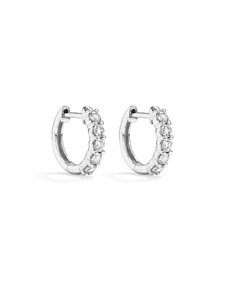 Carat TW Laboratory-Grown Diamond Hoop Earrings Set in 10kt White Gold