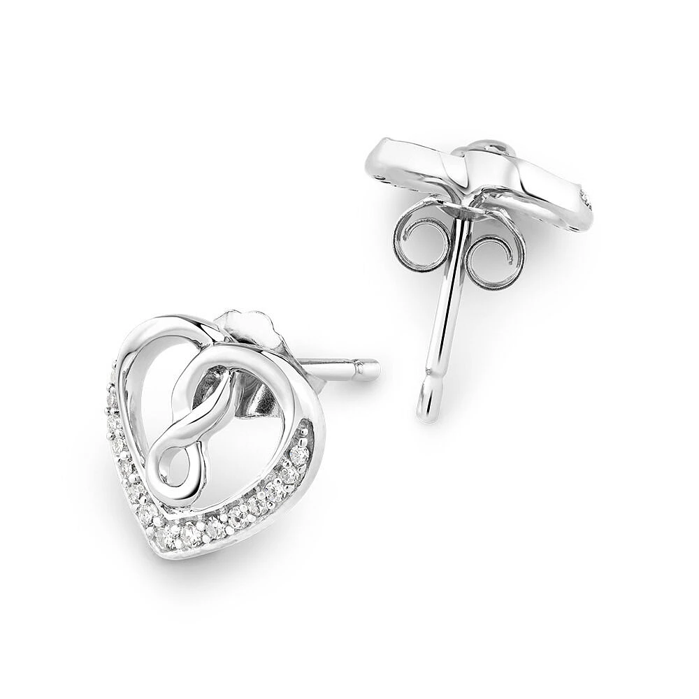 Heart infinitas Earring with 0.12 Carat TW of Diamonds in Sterling Silver