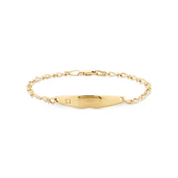 14cm (6") Baby Identity Bracelet with Pink Cubic Zirconia in 10kt Yellow Gold