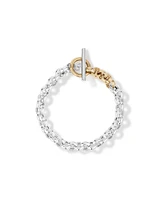 Two-Tone Belcher Fob Chain Bracelet in Sterling Silver & 10kt Yellow Gold