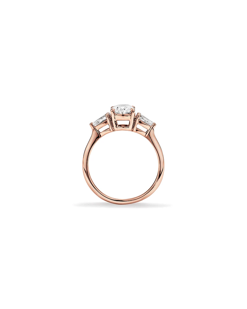1.65 Carat TW Three Stone Oval and Pear Shaped Laboratory-Grown Diamond Engagement Ring in 14kt White Gold