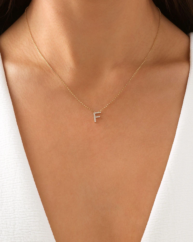 "K" Initial Necklace with 0.10 Carat TW of Diamonds in 10kt Yellow Gold