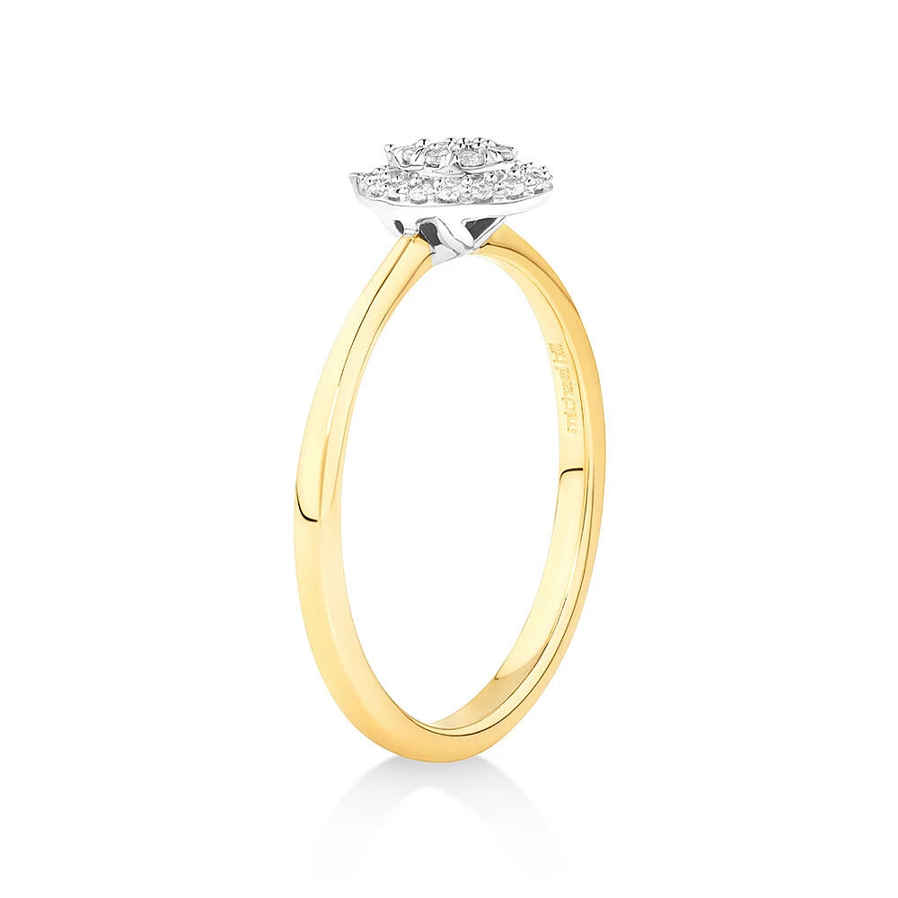 0.10 Carat TW Pear Cluster Diamond Promise Ring in 10kt Yellow and White Gold