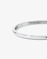 Pave Cubic Zirconia Hinge Bangle in Sterling Silver