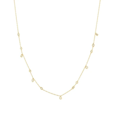 Station Necklace with 0.34 Carat TW of Diamonds in 10kt Yellow Gold