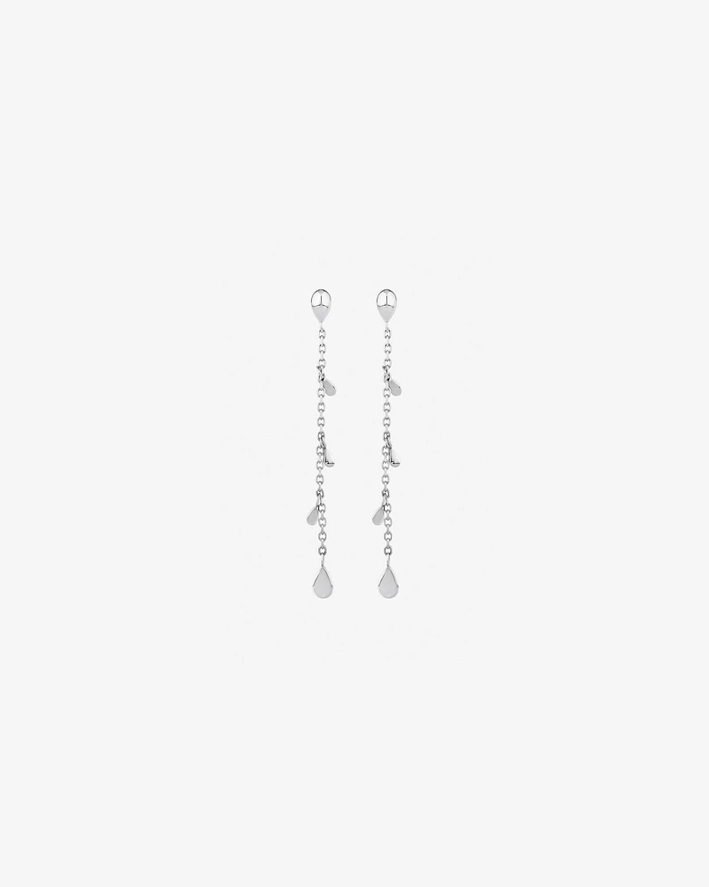 Pear Station Drop Earrings in Sterling Silver