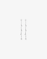 Pear Station Drop Earrings in Sterling Silver