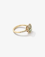 Halo Ring with Green Amethyst & 0.25 Carat TW of Diamonds in 10kt Yellow Gold