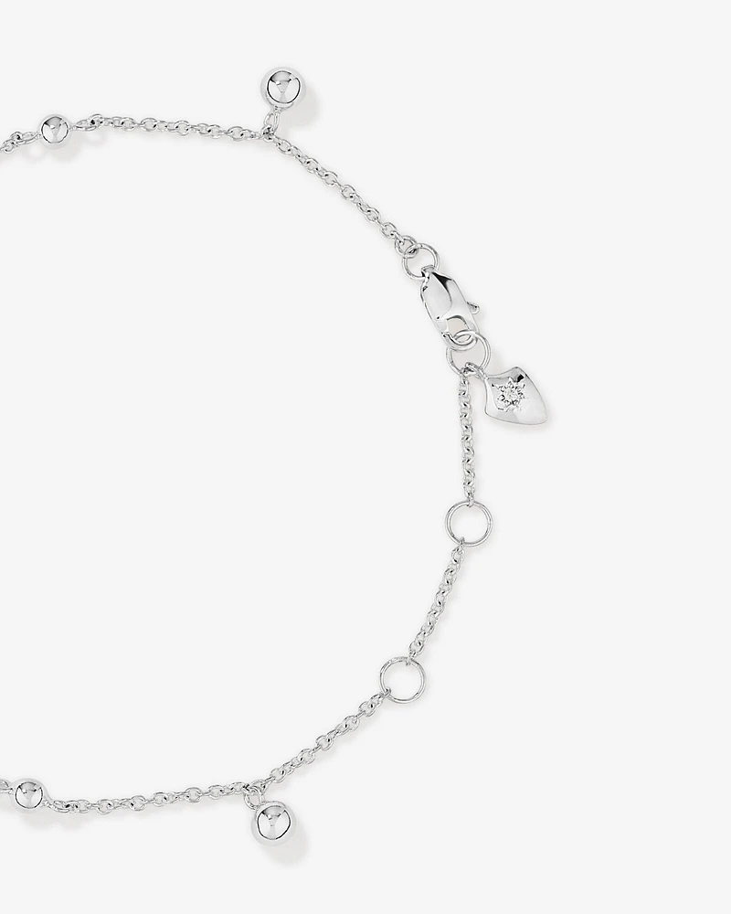 20cm (8") Bead Station Bracelet in Sterling Silver