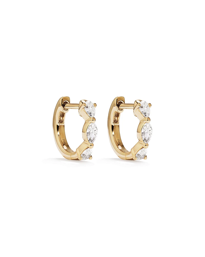 0.36 Carat TW Fancy Cut Laboratory-Grown Diamond Huggie Earrings in 10kt Yellow Gold