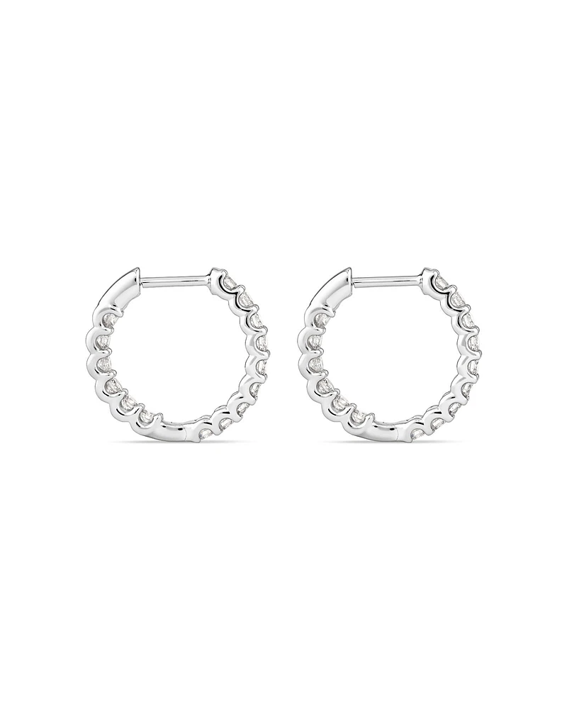 Carat TW Laboratory-Grown Diamond Hoop Earrings Set in 10kt White Gold