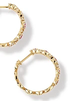 Bubble Huggie Earrings with Ruby and 0.52 Carat TW Diamonds in 14kt Yellow Gold