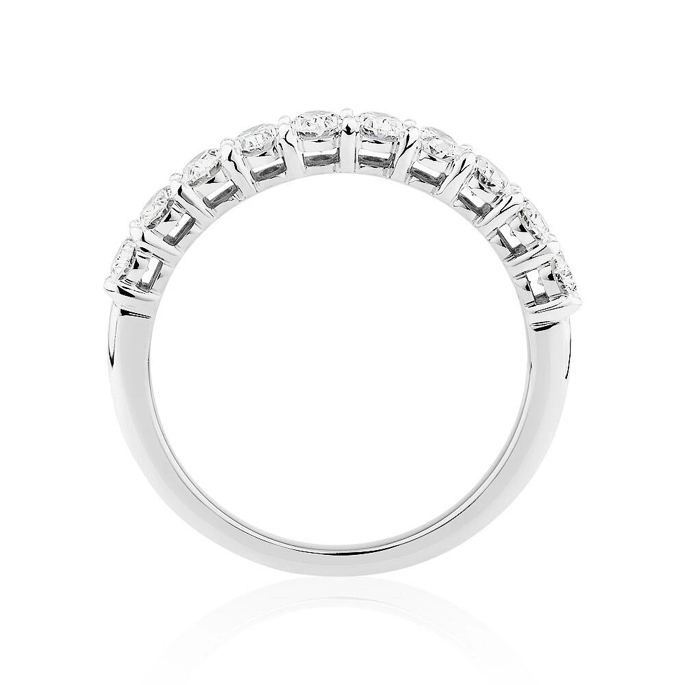 10 Stone Wedding Band with .90 Carat TW Diamonds in 14kt White Gold