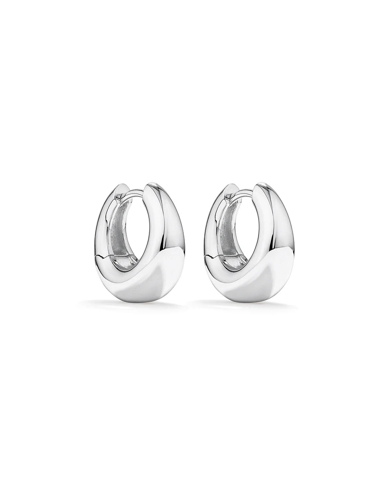 Tapered Dome Huggie Earrings in Sterling Silver