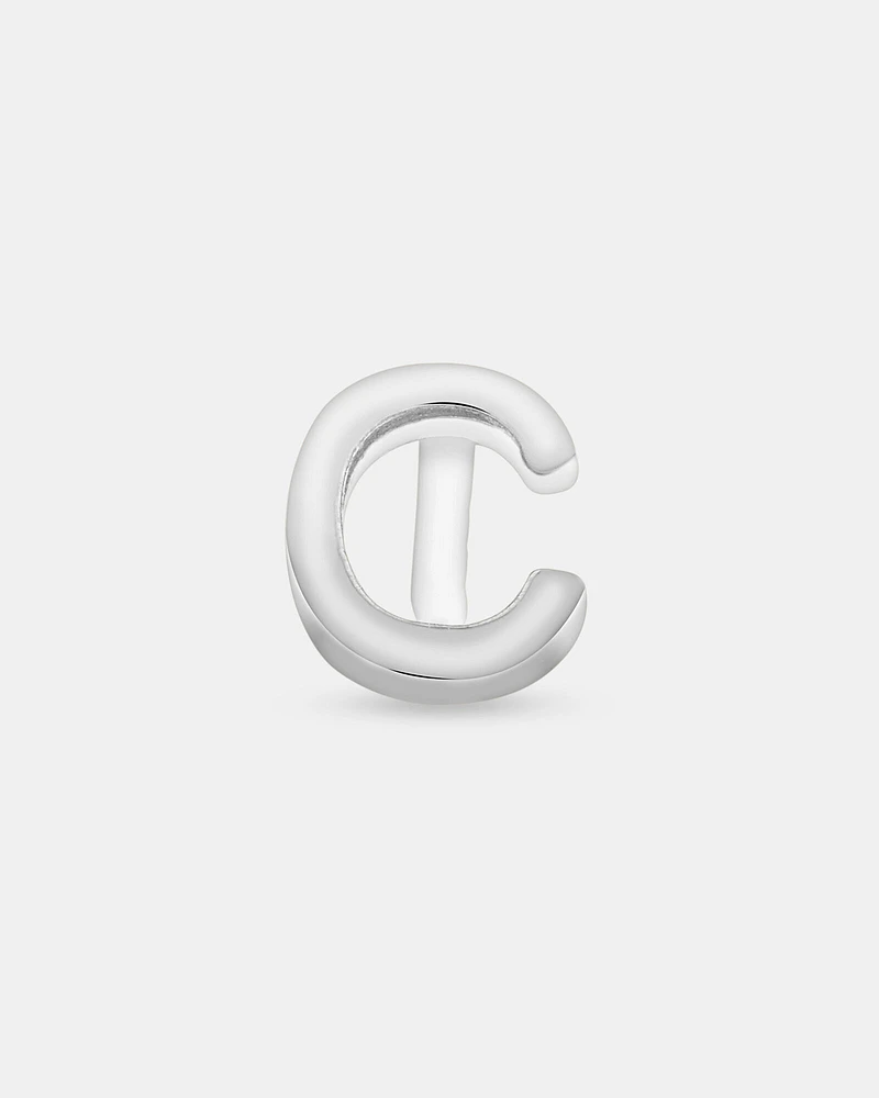 E Initial Single Stud Earring in Sterling Silver