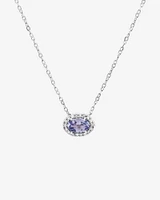 Halo Necklace with Tanzanite & Diamond in 10kt White Gold