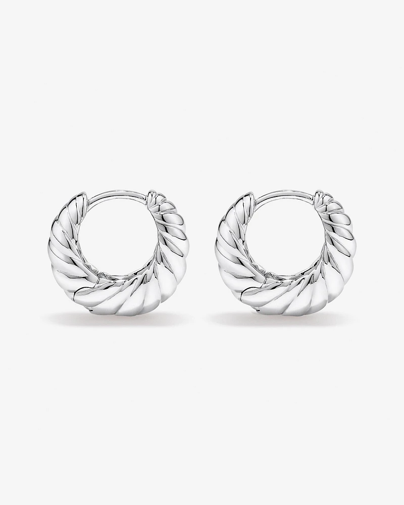 Small Croissant Huggie Earrings in Sterling Silver