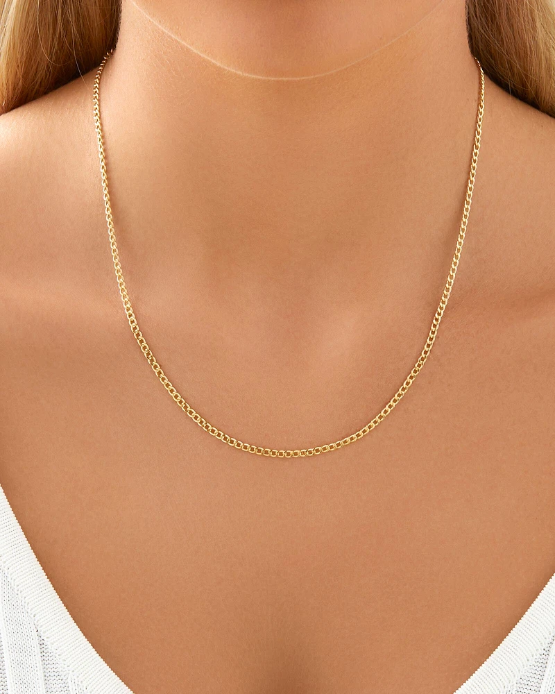 45cm (18") Hollow Curb Chain in 10kt Yellow Gold