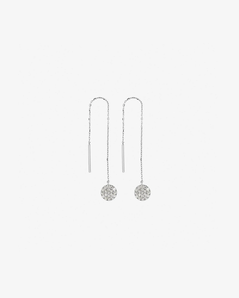 0.33 Carat TW Round Diamond Cluster Threader Earrings in 10kt White Gold