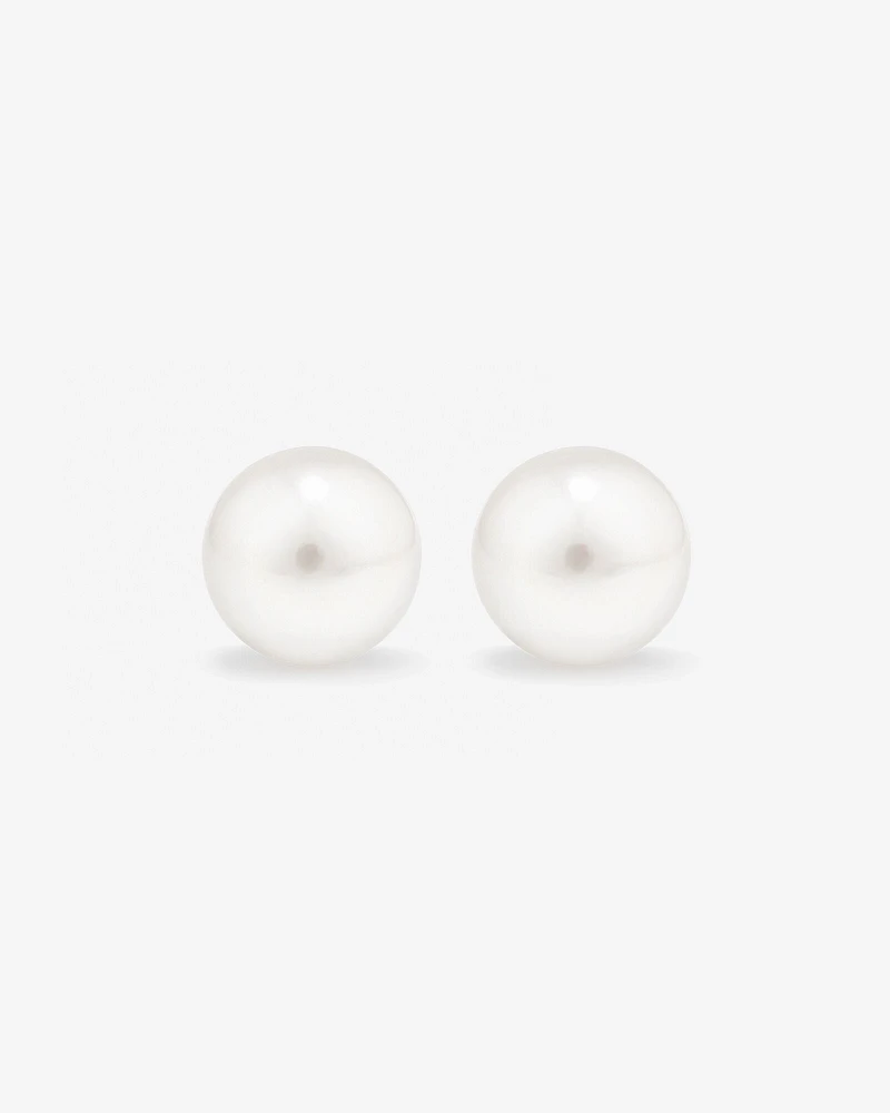 Stud Earrings with 9mm Button Cultured Freshwater Pearls in Sterling Silver