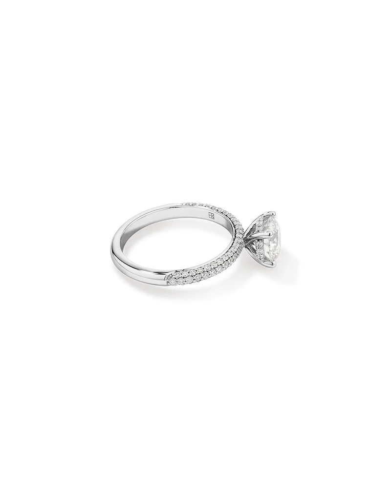 1.95 Carat TW Round Brilliant Laboratory-Grown Diamond Solitaire Side Accent Engagement Ring in 14kt White Gold