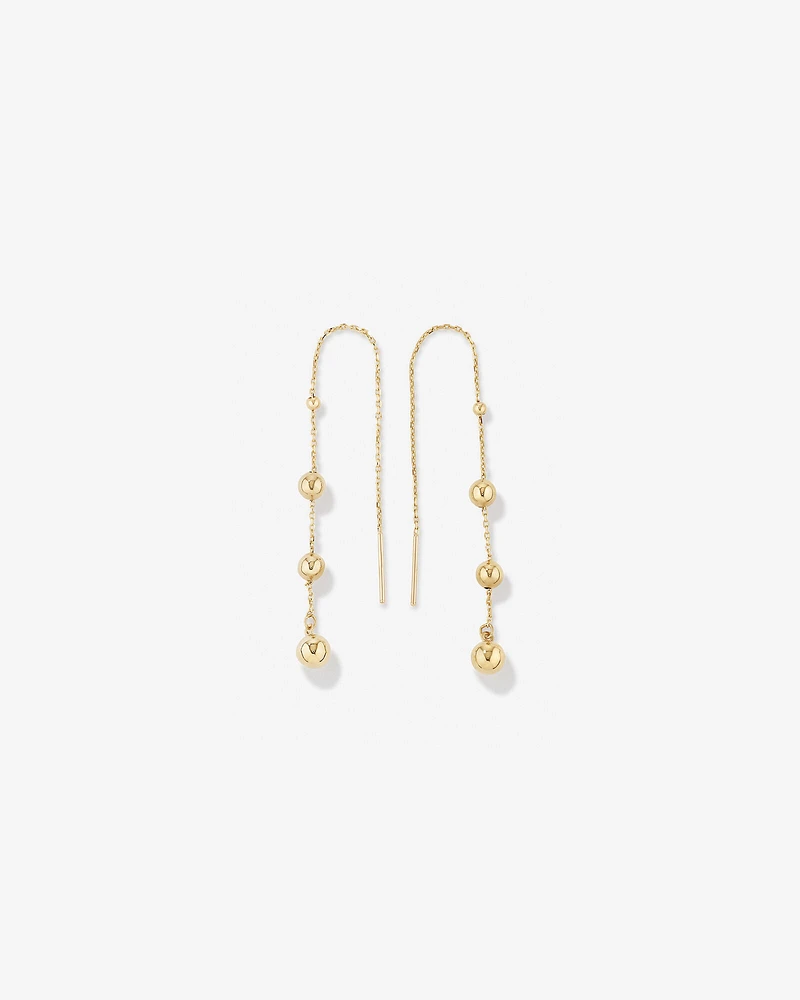 Bead Thread Earrings in 10kt Yellow Gold