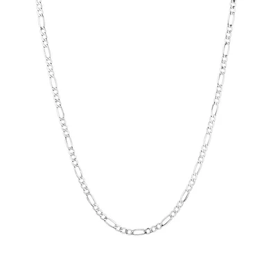 2.6mm Wide Hollow Figaro Chain in 10kt White Gold