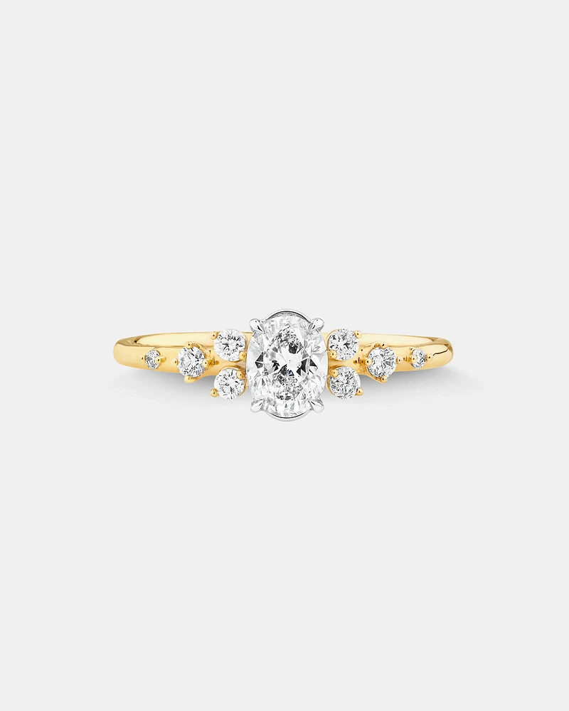 Oval Scatter Ring with 0.63 Carat TW of Diamonds in 14kt Yellow & White Gold