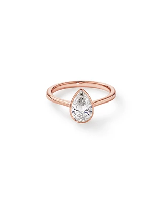 1.25 Carat TW Pear Cut Laboratory-Grown Diamond Solitaire Bezel Set Engagement Ring in 14kt Yellow Gold